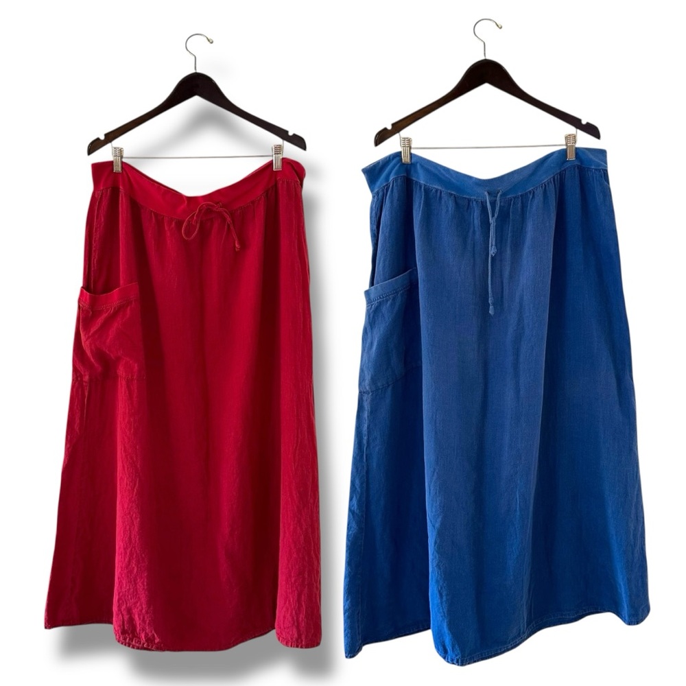 Flax A-Line Skirts in Red and Blue